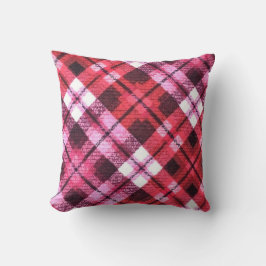 Sticka Play Tartan Check Rosa White Vin Mönster Kudde