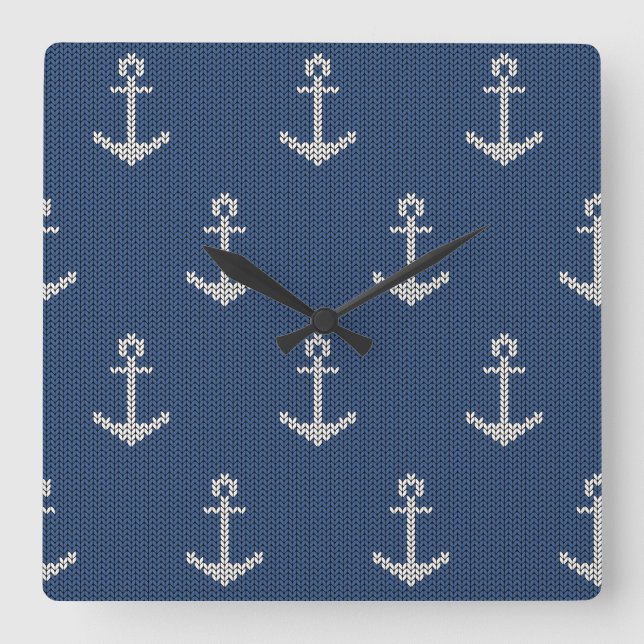 Sticka Sea Anchor Fyrkantig Klocka (Framsida)