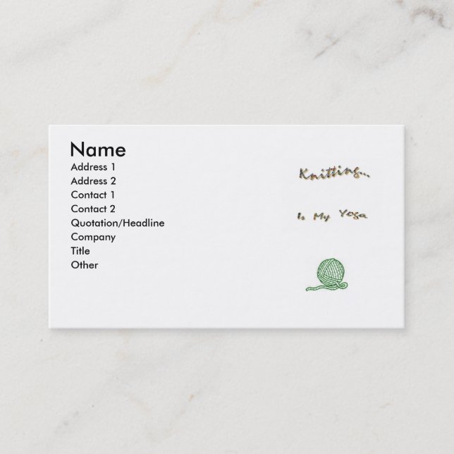 Sticka som Yogakort Visitkort (Framsida)