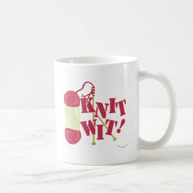 Sticka Wit Funny Knitter Hobby Tecknad Design Kaffemugg (Höger)