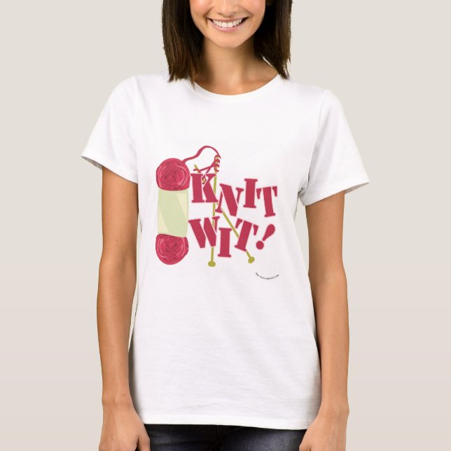 Sticka Wit Funny Knitter Hobby Tecknad Design Tee Shirt (Framsida)