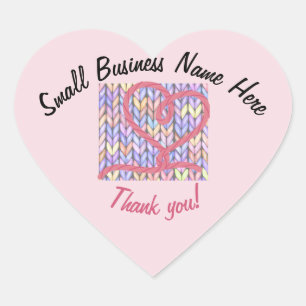 Sticka Yarn Heart Tack Small Business Sticker Hjärtformat Klistermärke