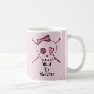 Sticka Ye Hearties (rosa bakgrund) Kaffemugg