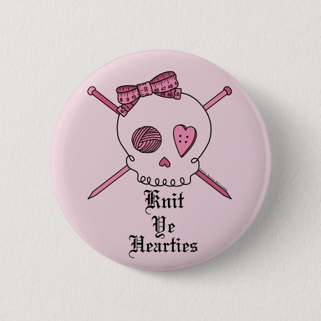 Sticka Ye Hearties (rosa bakgrund) Knapp (Framsida)