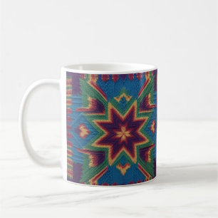 Stickad Fjäril & Färgrik Blommig Mandala Kaffemugg