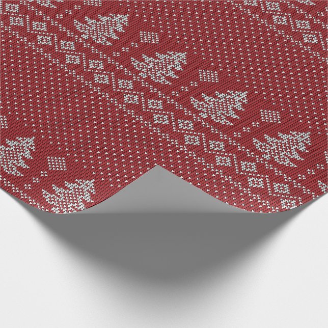 Stickad Holiday Mysig Mönster Presentpapper (Hörn)