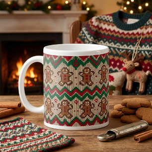 Stickad julgubbe julmönster kaffemugg
