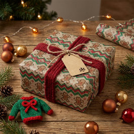 Stickad julgubbe julmönster presentpapper