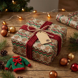 Stickad julgubbe julmönster presentpapper
