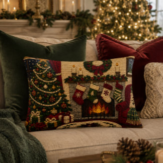 Stickad julhemsaccentkudde prydnadskudde