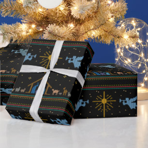 Stickad julkrubba Kristet God Jul ucs Presentpapper