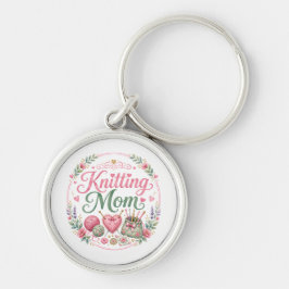Stickad mamma rund nyckelring