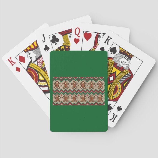 Stickad Människokaka Julmönster  Casinokort (Baksidan)