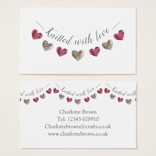 stickad med kärlek-gåva eller affärskort visitkort (Framsida & baksida)