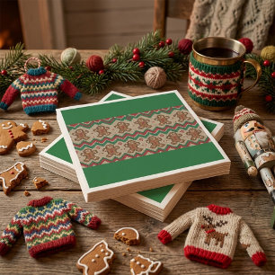Stickad Pepparkaksgubbe Julmönster Pappersservett