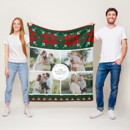 Stickad Tröja Mönster Familj Foto Fleecefilt