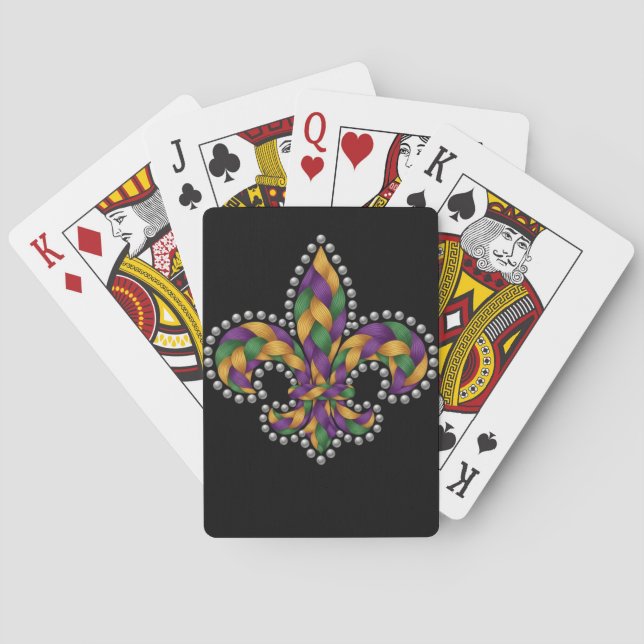 STICKAD UTSEENDE MARDI GRAS FLEUR DE LIS CASINOKORT (Baksidan)