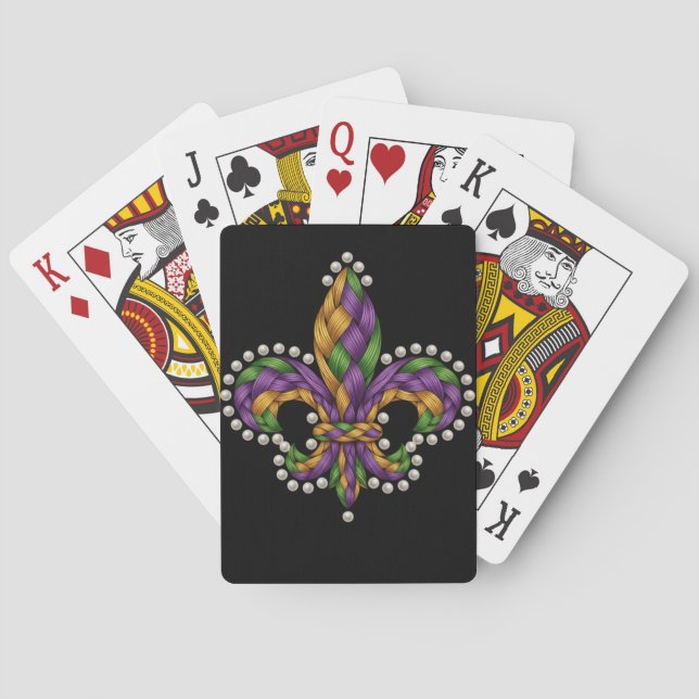 STICKAD UTSEENDE MARDI GRAS FLEUR DE LIS CASINOKORT (Baksidan)