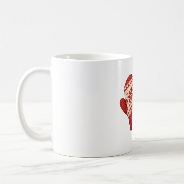 Stickade Handskar och Kottar Kaffemugg (Vänster)