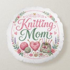 Stickande mamma runt kuddfodral rund kudde