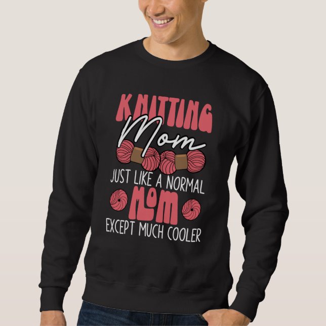 Stickande Mamma Virkad Garn Samlare Mors Dag Lång Ärmad Tröja (Framsida)