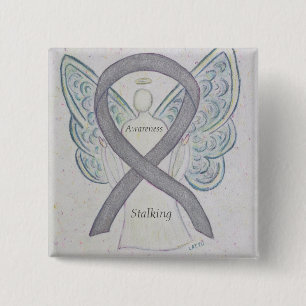 Stickande medvetandegörande Ribbon Silver Angel Ar Knapp