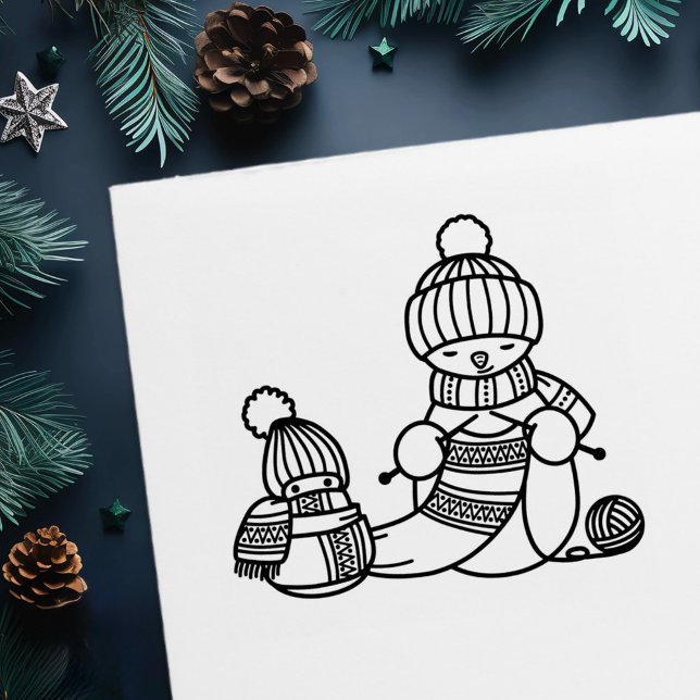 Stickande Snöman Självfärgande Stämpel (Skapare uppladdad)