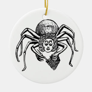 Stickande spindel julgransprydnad keramik