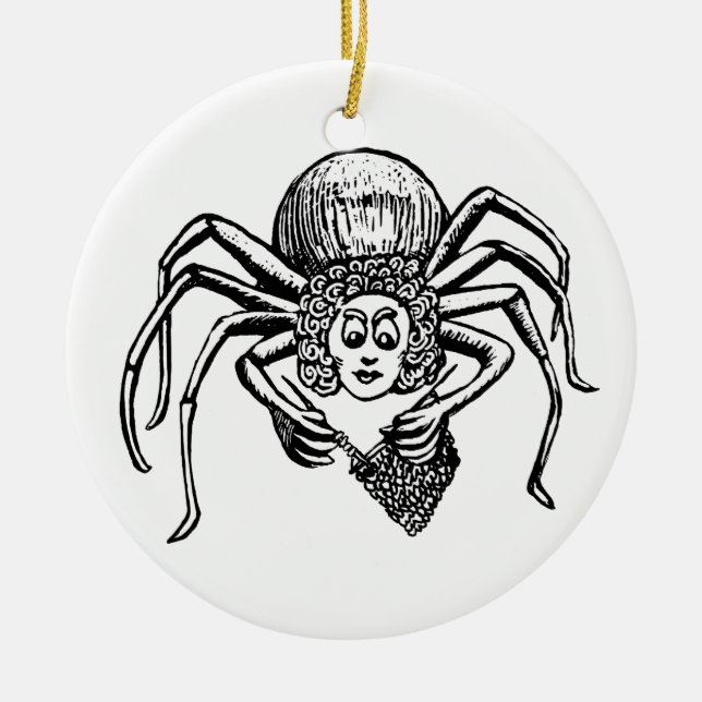 Stickande spindel julgransprydnad keramik (Framsidan)