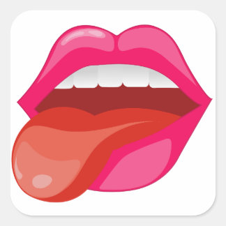 Stickande tunga fyrkantigt klistermärke