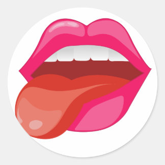 Stickande tunga runt klistermärke