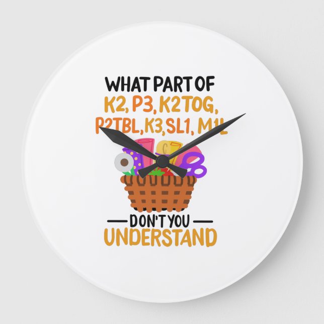 Stickar Roliga Stickningscitat Stor Klocka (Framsida)