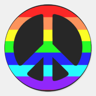 Stickare för fredssymbol för gay pride (text tillv runt klistermärke