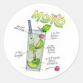 STICKARE - MOJITO RECIPE COCKTAIL ART RUNT KLISTERMÄRKE
