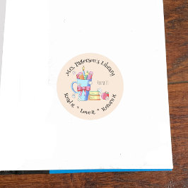 Stickarna bokar, Mugg, äpplen och Daisy Bibliotek Runt Klistermärke