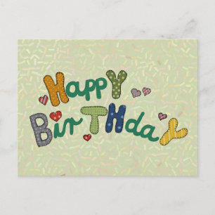Stickbuild Geburtstag Vykort