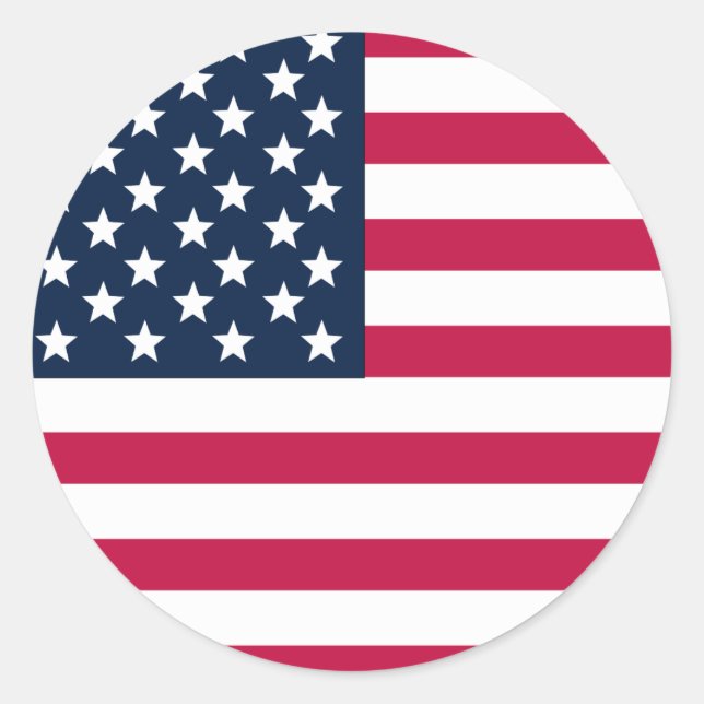 Sticker American Flagga Round Runt Klistermärke (Framsida)
