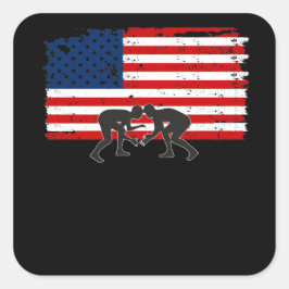 Sticker American Flagga Wrestling Coola Design Fyrkantigt Klistermärke