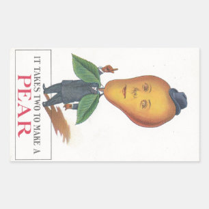 Sticker Antique Antrhopomorphic Pear Man Pun Rektangulärt Klistermärke