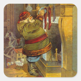 Sticker Antique Gräs Grönt Kostym juljul Fyrkantigt Klistermärke