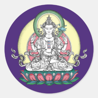 STICKER Avalokiteshvara / Chenrezig Runt Klistermärke