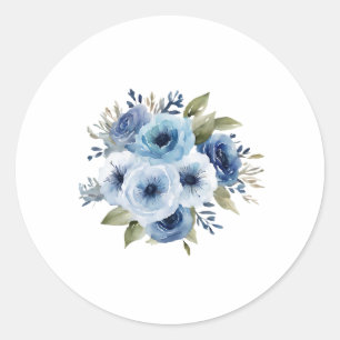Sticker Blåa blommor Runt Klistermärke