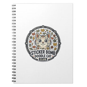Sticker Bomb Doodle Katt POD Vector Art - Klisterm Anteckningsbok