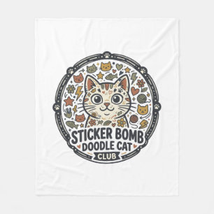 Sticker Bomb Doodle Katt POD Vector Art - Klisterm Fleecefilt