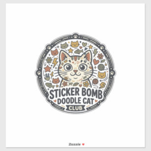 Sticker Bomb Doodle Katt POD Vector Art - Klisterm Klistermärken