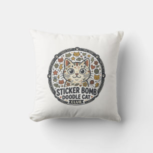 Sticker Bomb Doodle Katt POD Vector Art - Klisterm Kudde