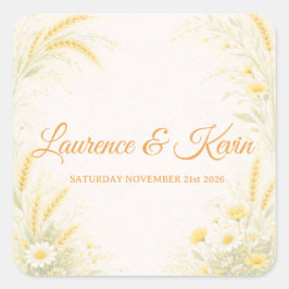 Sticker carré Elegant Botanical Wedding Fyrkantigt Klistermärke