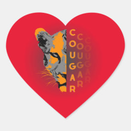 sticker Custom cougar Hjärtformat Klistermärke