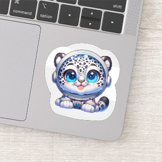Sticker Cute Kawaii Astronaut Snow Leopard   Klistermärken