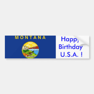 Sticker Flagga av Montana, Grattis på födelsedagen Bildekal